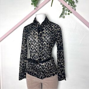 Vintage Black Shirt 1970 Collared Button Down Regency Victorian Goth Grunge S Xs